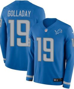 Nike Detroit Lions #19 Kenny Golladay Blue Team Color Stitched NFL Limited Therma Long Sleeve Jersey