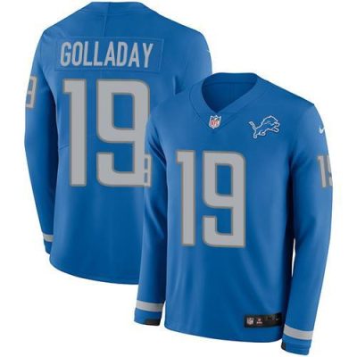 Nike Detroit Lions #19 Kenny Golladay Blue Team Color Stitched NFL Limited Therma Long Sleeve Jersey