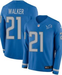 Nike Detroit Lions #21 Tracy Walker Blue Team Color Stitched NFL Limited Therma Long Sleeve Jersey