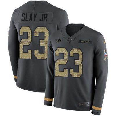 Nike Detroit Lions #23 Darius Slay Jr Anthracite Salute to Service Stitched NFL Limited Therma Long Sleeve Jersey