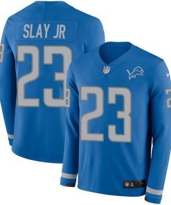 Nike Detroit Lions #23 Darius Slay Jr Blue Team Color Stitched NFL Limited Therma Long Sleeve Jersey
