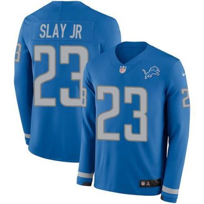 Nike Detroit Lions #23 Darius Slay Jr Blue Team Color Stitched NFL Limited Therma Long Sleeve Jersey