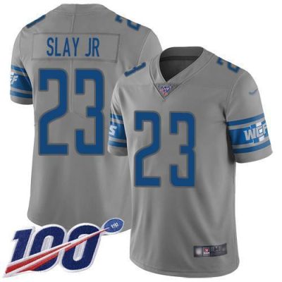 Nike Detroit Lions #23 Darius Slay Jr Gray Stitched NFL Limited Inverted Legend 100th Season Jersey