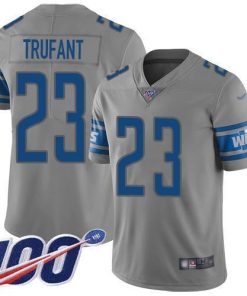 Nike Detroit Lions #23 Desmond Trufant Gray Stitched NFL Limited Inverted Legend 100th Season Jersey