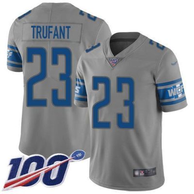 Nike Detroit Lions #23 Desmond Trufant Gray Stitched NFL Limited Inverted Legend 100th Season Jersey