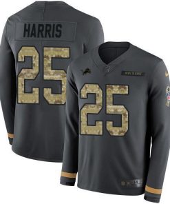 Nike Detroit Lions #25 Will Harris Anthracite Salute to Service Stitched NFL Limited Therma Long Sleeve Jersey