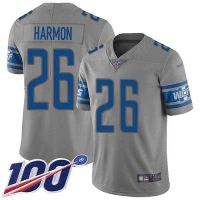 Nike Detroit Lions #26 Duron Harmon Gray Stitched NFL Limited Inverted Legend 100th Season Jersey
