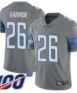 Nike Detroit Lions #26 Duron Harmon Gray Stitched NFL Limited Rush 100th Season Jersey