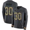 Nike Detroit Lions #30 Jeff Okudah Anthracite Salute to Service Stitched NFL Limited Therma Long Sleeve Jersey