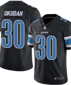 Nike Detroit Lions #30 Jeff Okudah Black Stitched NFL Limited Rush Jersey