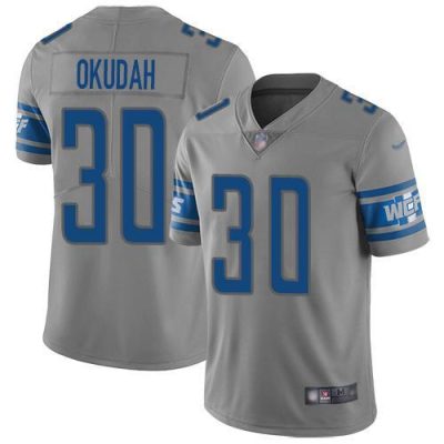 Nike Detroit Lions #30 Jeff Okudah Gray Stitched NFL Limited Inverted Legend Jersey