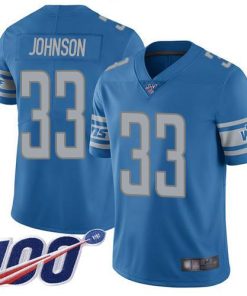 Nike Detroit Lions #33 Kerryon Johnson Blue Team Color Stitched NFL 100th Season Vapor Limited Jersey