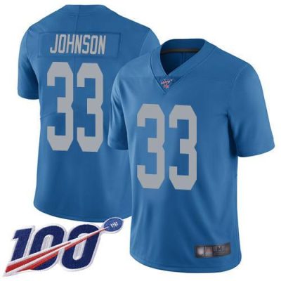 Nike Detroit Lions #33 Kerryon Johnson Blue Throwback Stitched NFL 100th Season Vapor Limited Jersey