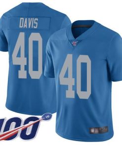Nike Detroit Lions #40 Jarrad Davis Blue Throwback Stitched NFL 100th Season Vapor Limited Jersey