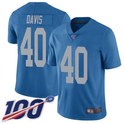 Nike Detroit Lions #40 Jarrad Davis Blue Throwback Stitched NFL 100th Season Vapor Limited Jersey