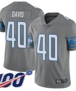 Nike Detroit Lions #40 Jarrad Davis Gray Stitched NFL Limited Rush 100th Season Jersey