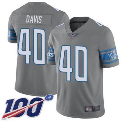 Nike Detroit Lions #40 Jarrad Davis Gray Stitched NFL Limited Rush 100th Season Jersey