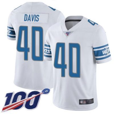 Nike Detroit Lions #40 Jarrad Davis White Stitched NFL 100th Season Vapor Limited Jersey