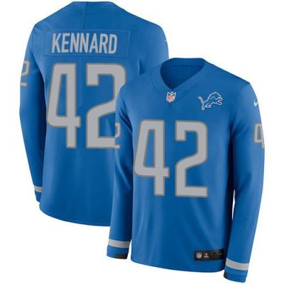 Nike Detroit Lions #42 Devon Kennard Blue Team Color Stitched NFL Limited Therma Long Sleeve Jersey