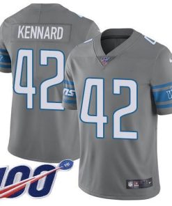 Nike Detroit Lions #42 Devon Kennard Gray Stitched NFL Limited Rush 100th Season Jersey