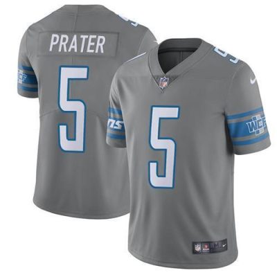 Nike Detroit Lions #5 Matt Prater Gray Stitched NFL Limited Rush Jersey