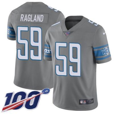 Nike Detroit Lions #59 Reggie Ragland Gray Stitched NFL Limited Rush 100th Season Jersey