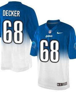 Nike Detroit Lions #68 Taylor Decker Blue/White Stitched NFL Elite Fadeaway Fashion Jersey