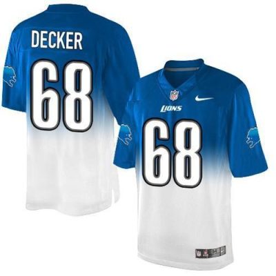 Nike Detroit Lions #68 Taylor Decker Blue/White Stitched NFL Elite Fadeaway Fashion Jersey