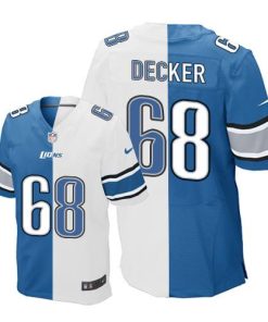 Nike Detroit Lions #68 Taylor Decker Blue/White Stitched NFL Elite Split Jersey