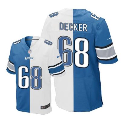 Nike Detroit Lions #68 Taylor Decker Blue/White Stitched NFL Elite Split Jersey