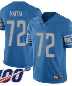 Nike Detroit Lions #72 Halapoulivaati Vaitai Blue Team Color Stitched NFL 100th Season Vapor Untouchable Limited Jersey