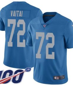 Nike Detroit Lions #72 Halapoulivaati Vaitai Blue Throwback Stitched NFL 100th Season Vapor Untouchable Limited Jersey