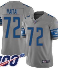Nike Detroit Lions #72 Halapoulivaati Vaitai Gray Stitched NFL Limited Inverted Legend 100th Season Jersey