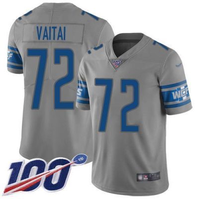 Nike Detroit Lions #72 Halapoulivaati Vaitai Gray Stitched NFL Limited Inverted Legend 100th Season Jersey