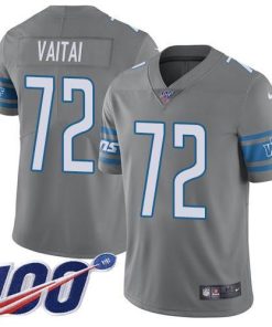 Nike Detroit Lions #72 Halapoulivaati Vaitai Gray Stitched NFL Limited Rush 100th Season Jersey
