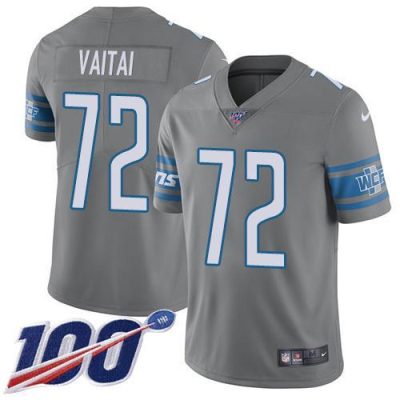 Nike Detroit Lions #72 Halapoulivaati Vaitai Gray Stitched NFL Limited Rush 100th Season Jersey