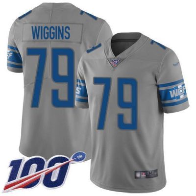 Nike Detroit Lions #79 Kenny Wiggins Gray Stitched NFL Limited Inverted Legend 100th Season Jersey
