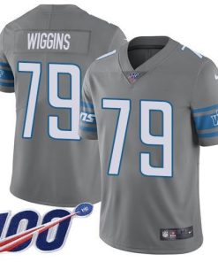 Nike Detroit Lions #79 Kenny Wiggins Gray Stitched NFL Limited Rush 100th Season Jersey