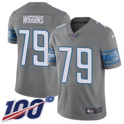 Nike Detroit Lions #79 Kenny Wiggins Gray Stitched NFL Limited Rush 100th Season Jersey