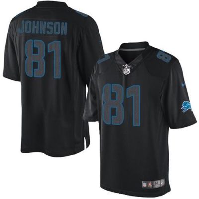 Nike Detroit Lions #81 Calvin Johnson Black Stitched NFL Impact Limited Jersey