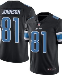 Nike Detroit Lions #81 Calvin Johnson Black Stitched NFL Limited Rush Jersey