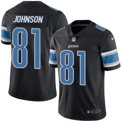 Nike Detroit Lions #81 Calvin Johnson Black Stitched NFL Limited Rush Jersey