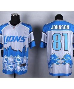 Nike Detroit Lions #81 Calvin Johnson Blue Stitched NFL Elite Noble Fashion Jersey