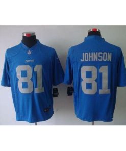 Nike Detroit Lions #81 Calvin Johnson Blue Alternate Throwback Stitched NFL Limited Jersey