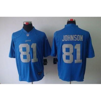 Nike Detroit Lions #81 Calvin Johnson Blue Alternate Throwback Stitched NFL Limited Jersey