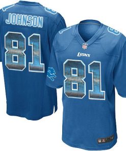 Nike Detroit Lions #81 Calvin Johnson Blue Team Color Stitched NFL Limited Strobe Jersey