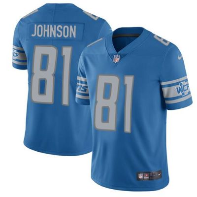Nike Detroit Lions #81 Calvin Johnson Blue Team Color Stitched NFL Vapor Untouchable Limited Jersey