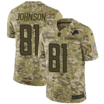 Nike Detroit Lions #81 Calvin Johnson Camo Stitched NFL Limited 2018 Salute To Service Jersey