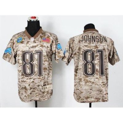 Nike Detroit Lions #81 Calvin Johnson Camo Stitched NFL New Elite USMC Jersey