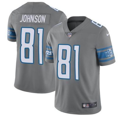 Nike Detroit Lions #81 Calvin Johnson Gray Stitched NFL Limited Rush Jersey